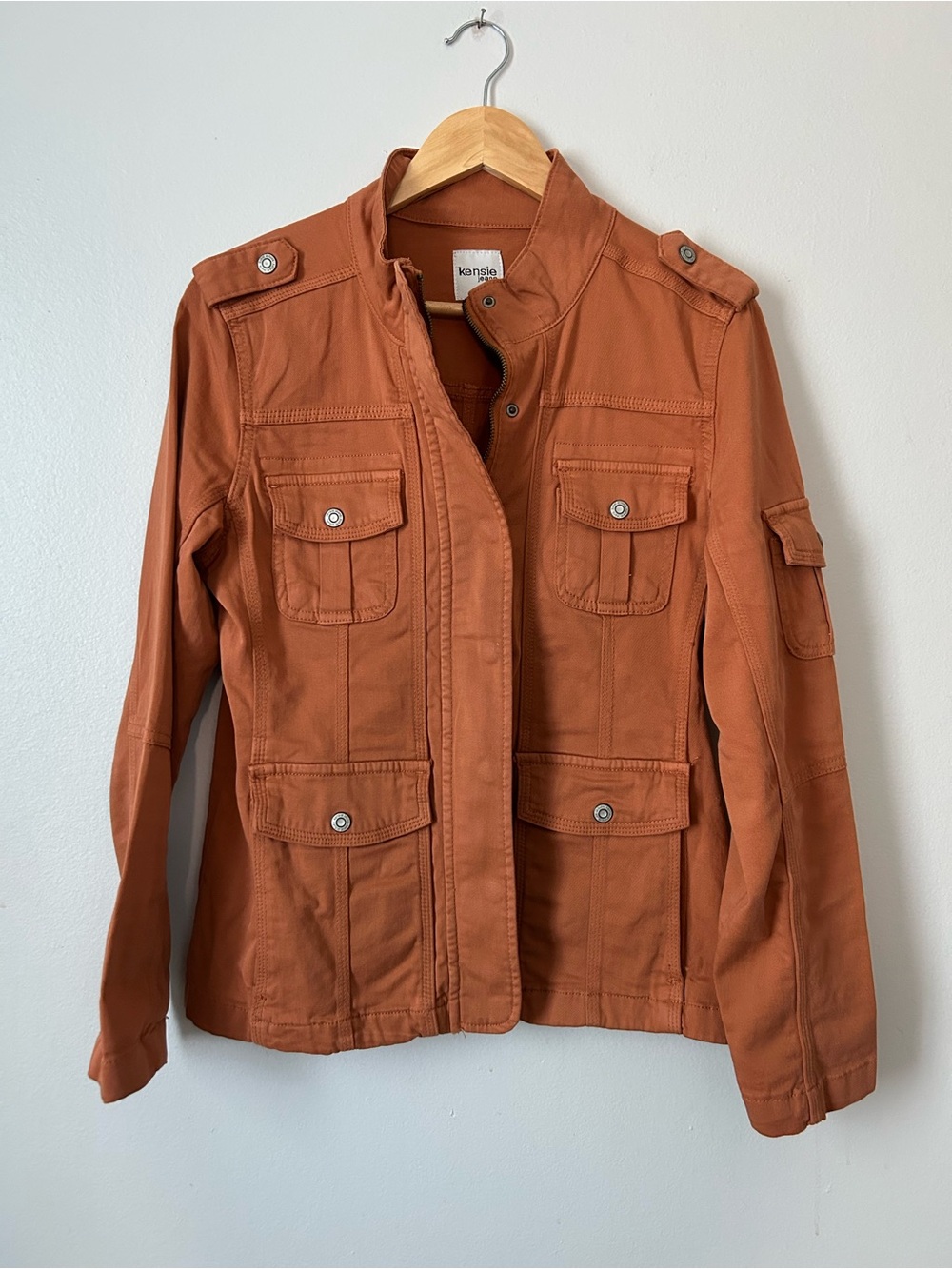 Kensie Jeans Rust Terracotta Utility Military Safari Jacket Medium